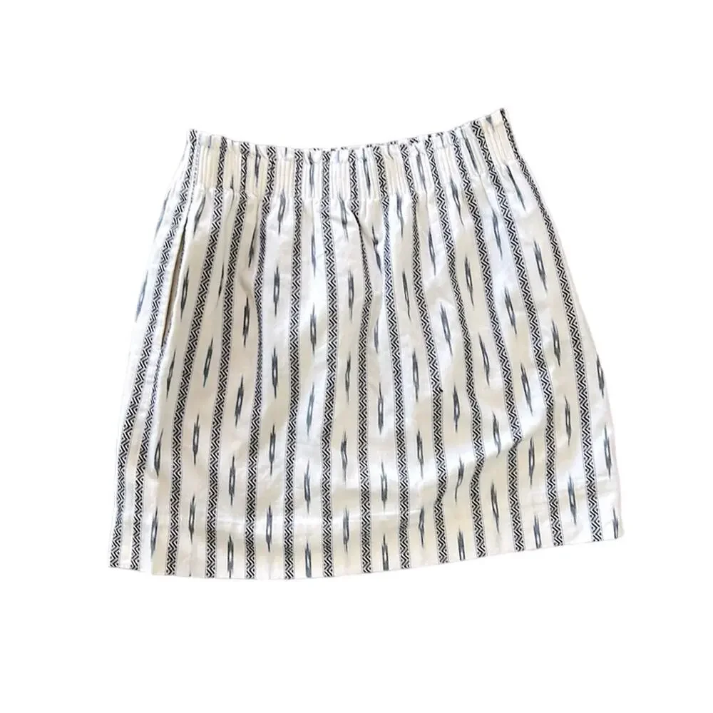 J. Crew Mini Pencil Skirt Aztec Pattern  Elastic Waist Pull On Size 4